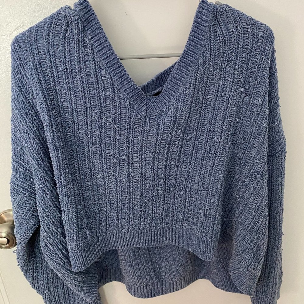 Blue Slightly Cropped Sweater